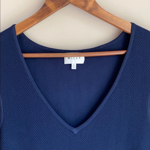 Milly Fit and Flare V-Neck Sweater Dress L - Picture 4 of 9